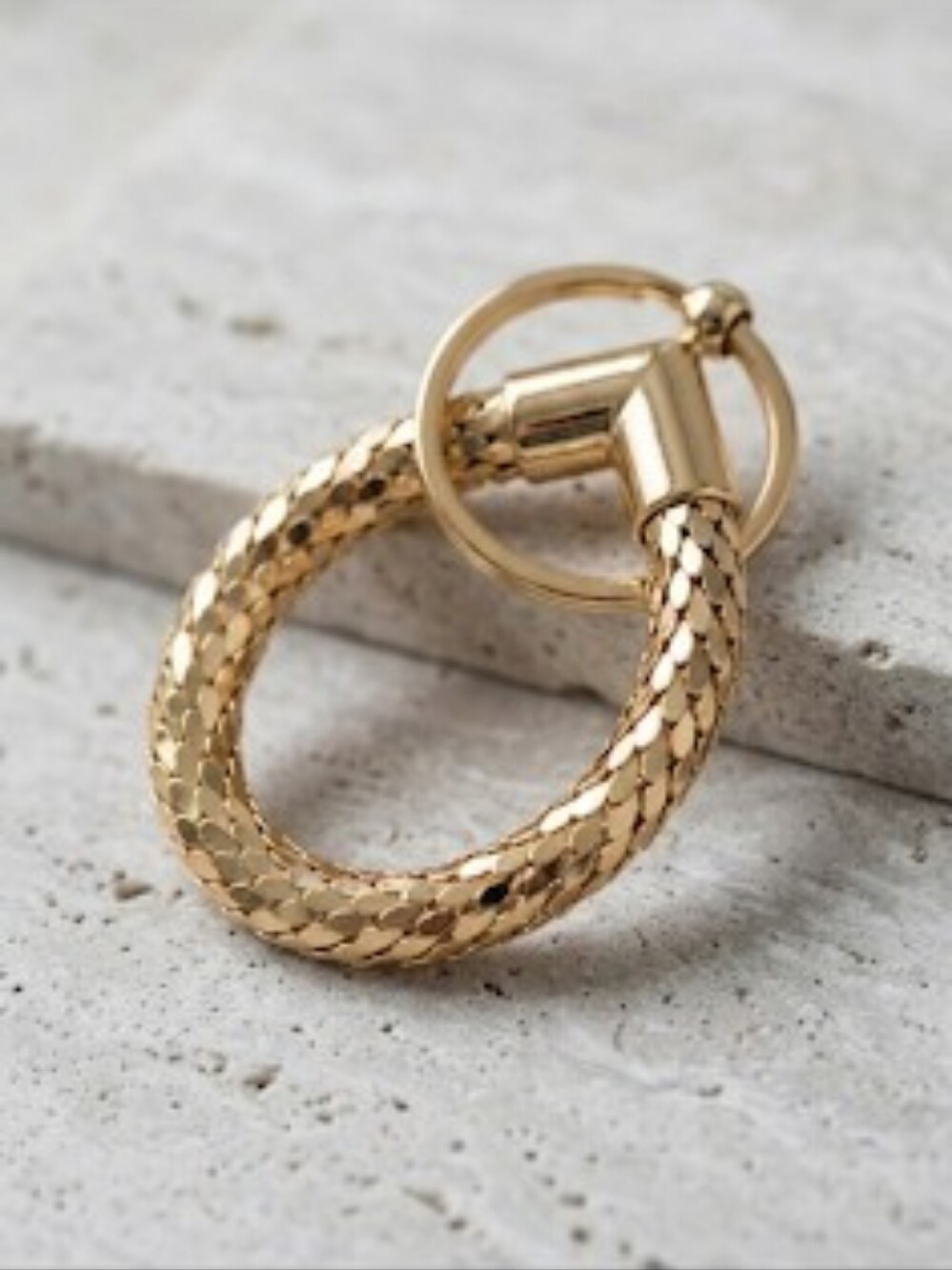 Gold Braided Hoop Key Ring Bag Charm Women Accessory